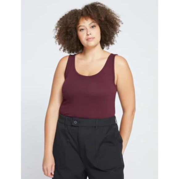 Universal Standard Square Neck Tank Top 4XS 00 0 Black Cherry Red NWT Shirt - Picture 1 of 5